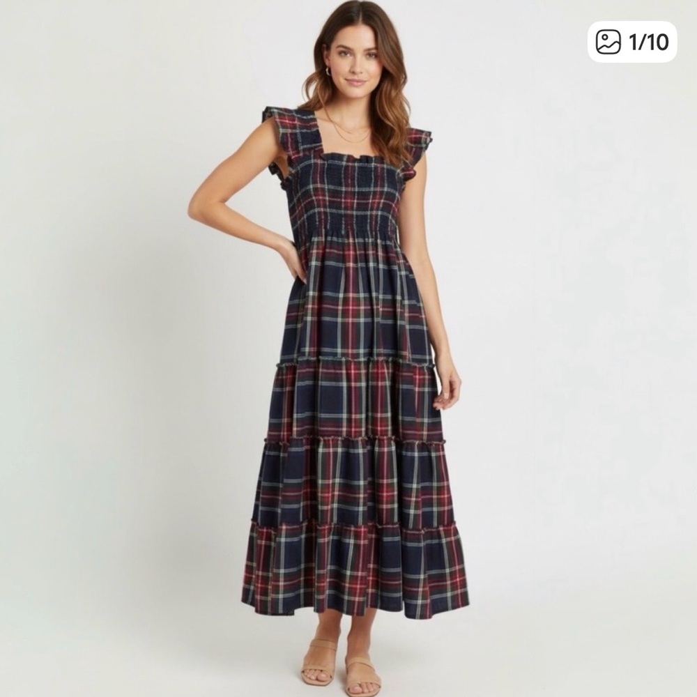Hill House Plaid Nap Ruffle Strap Dress